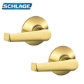 Schlage Accent Passage Door Lever Set Polished Brass Finish Reversible SCH-F10-ELA605-RV